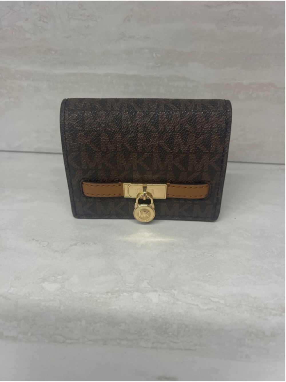 Michael Kors Hamilton Moderne Small Compact Walllet Brown Logo